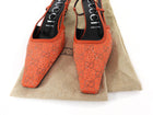 Gucci Crystal Studded Sling Back Kitten Heels Orange - 40