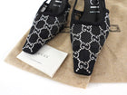Gucci Mesh Crystal Studded Sling Back Kitten Heels Black - 39.5