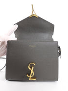 Saint Laurent Mini Cassandra Slate Grey Leather Top Handle Bag