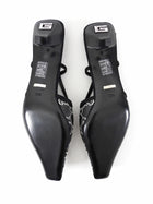 Gucci Mesh Crystal Studded Sling Back Kitten Heels Black - 39.5