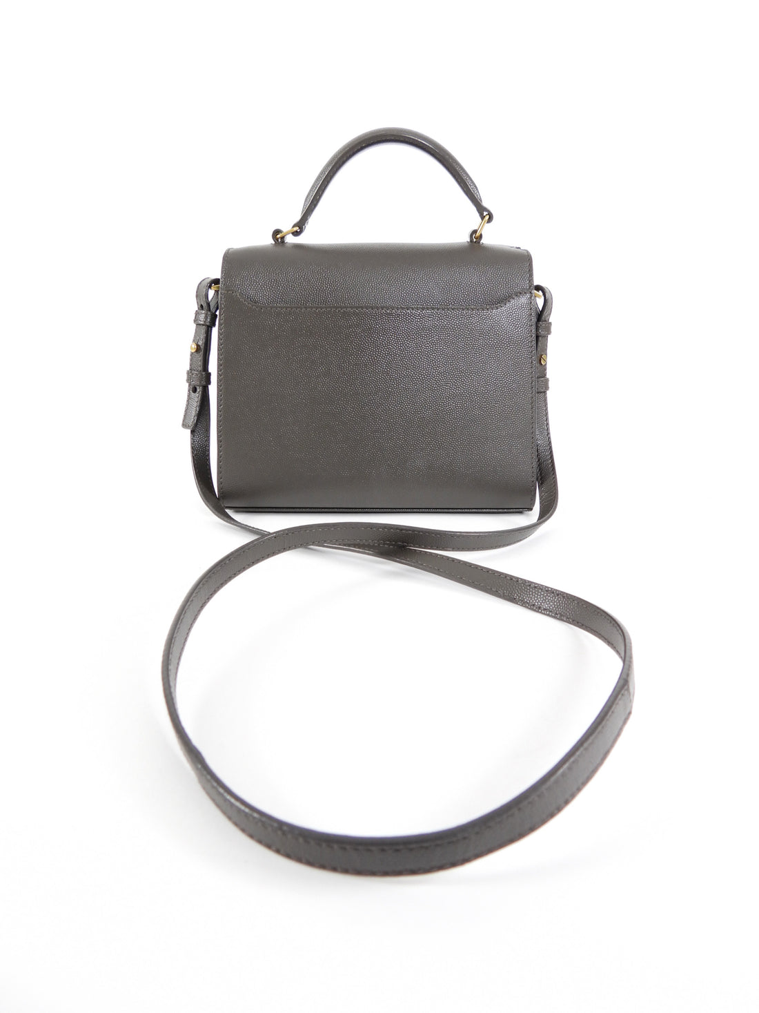 Saint Laurent Mini Cassandra Slate Grey Leather Top Handle Bag