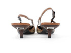 Gucci Woven Crystal Studded Sling Back Kitten Heels Brown - 39.5