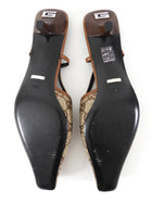 Gucci Woven Crystal Studded Sling Back Kitten Heels Brown - 39.5