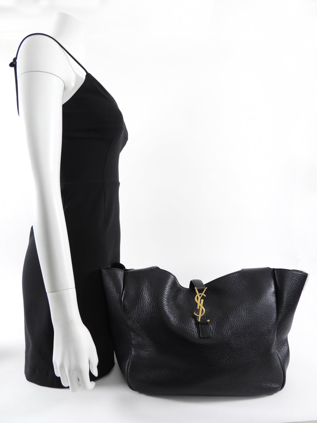 Saint Laurent Le 5 a 7 Black Grained Leather Bea Tote Bag