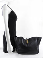 Saint Laurent Le 5 a 7 Black Grained Leather Bea Tote Bag