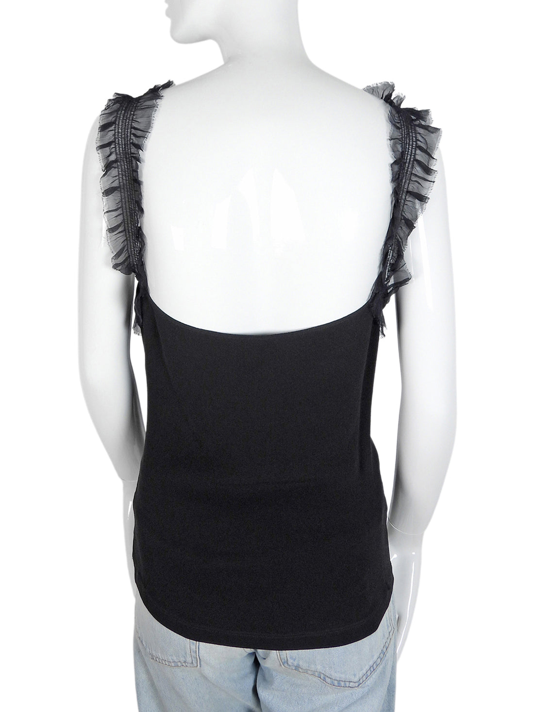 Fendi Black Frayed Silk Strap tank Top - IT 40