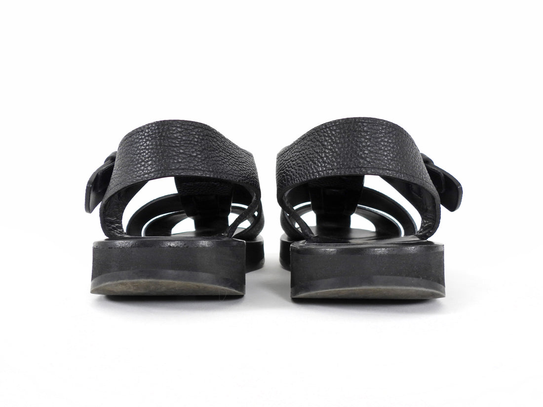 The Row Fisherman Leather Sandals Black - 37