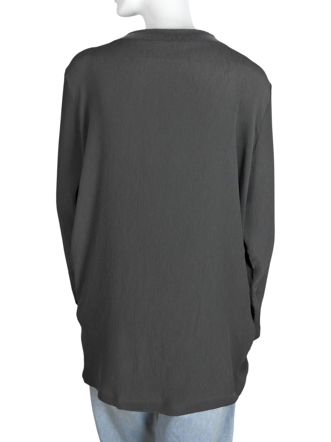 Fabiana Filippi Grey Monili Trim Neck Silk Long Sleeve Tee - L