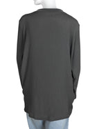 Fabiana Filippi Grey Monili Trim Neck Silk Long Sleeve Tee - L