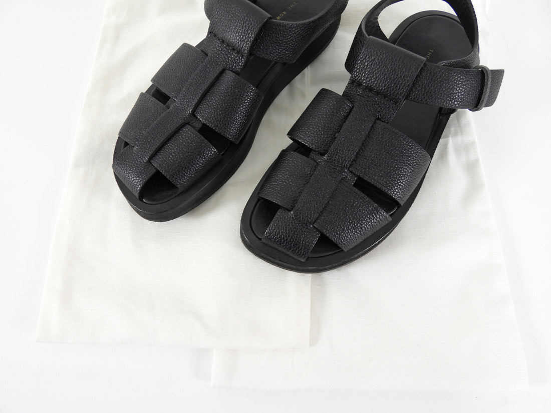 The Row Fisherman Leather Sandals Black - 37