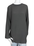 Fabiana Filippi Grey Monili Trim Neck Silk Long Sleeve Tee - L