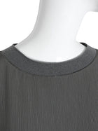 Fabiana Filippi Grey Monili Trim Neck Silk Long Sleeve Tee - L