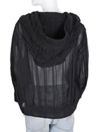 Alberta Ferretti Black Sheer Silk Pleat Hood Jacket - M