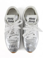Miu Miu Silver Plume Mordoré Calfskin Sneakers - 37