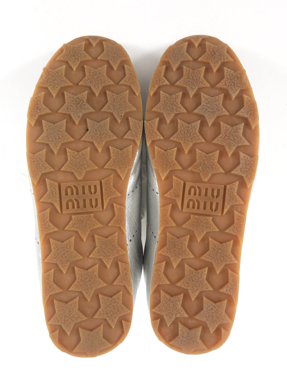 Miu Miu Silver Plume Mordoré Calfskin Sneakers - 37