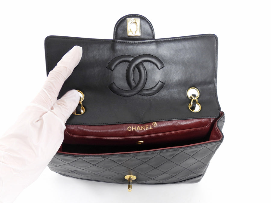 Chanel Vintage 1989 Black Quilted Lambskin Medium Single Flap Bag