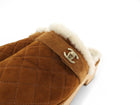 Chanel 21A Brown Shearling CC Turn Clasp Quilt Cork Mules - 37