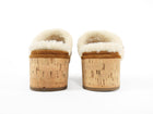 Chanel 21A Brown Shearling CC Turn Clasp Quilt Cork Mules - 37