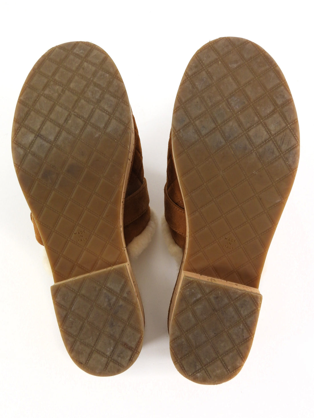Chanel 21A Brown Shearling CC Turn Clasp Quilt Cork Mules - 37