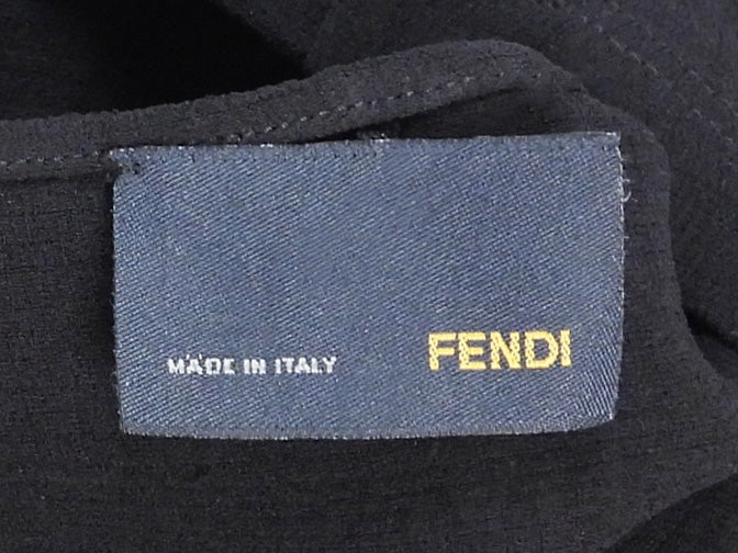Fendi Black Frayed Silk Strap tank Top - IT 40