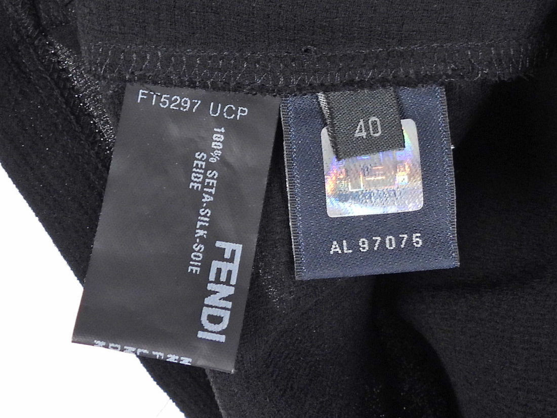 Fendi Black Frayed Silk Strap tank Top - IT 40