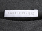 Fabiana Filippi Grey Monili Trim Neck Silk Long Sleeve Tee - L