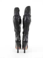 Prada Black Nappa Leather Drawstring Tall Heeled Boots - 36.5