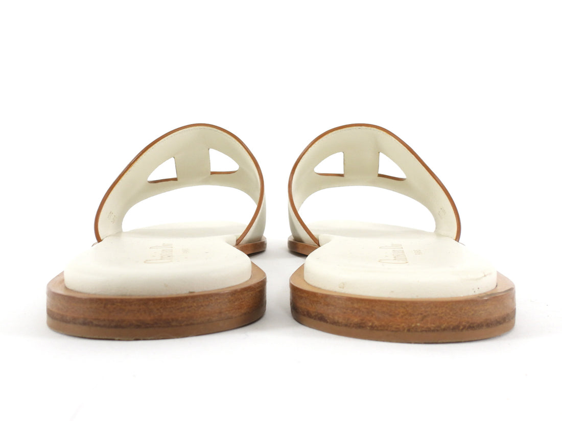 Dior D-Club Leather Slide Sandals Ivory - 36