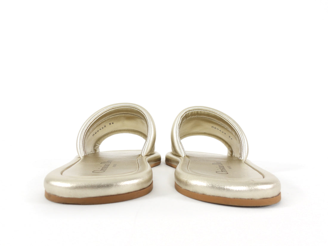 Christian Dior Every D Metallic Leather Sandals Light Gold - 36