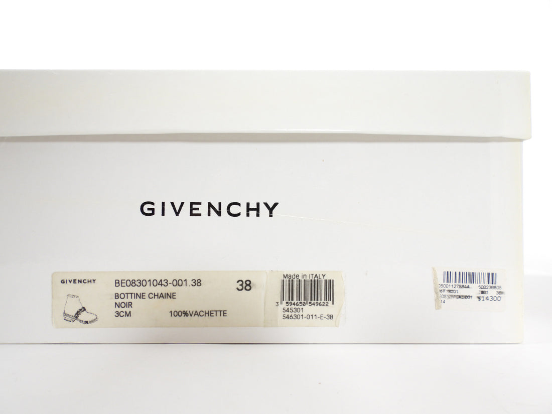 Givenchy Black Patent Croc Embossed Chain Detail Ankle Boots - 38 / 7.5