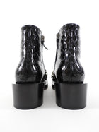 Givenchy Black Patent Croc Embossed Chain Detail Ankle Boots - 38 / 7.5