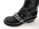 Givenchy Black Patent Croc Embossed Chain Detail Ankle Boots - 38 / 7.5