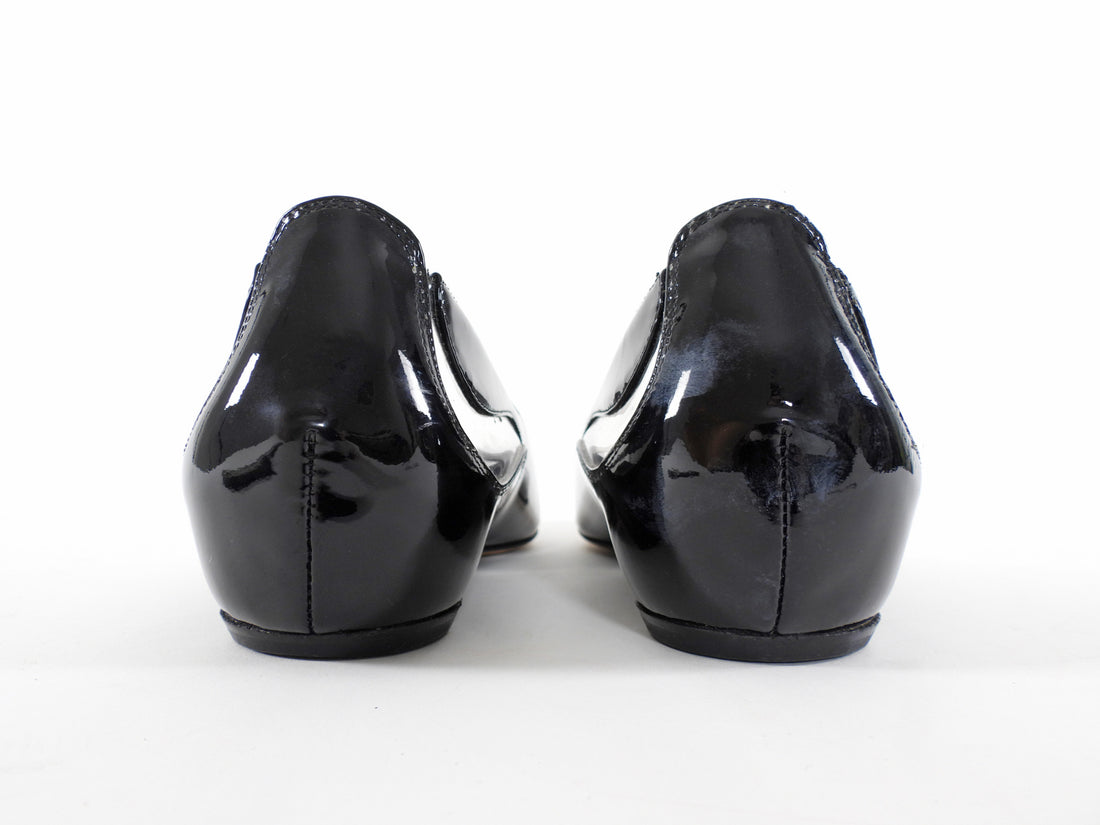 Christian Dior Black Patent Leather PVC Pointed Ballet Flats - 39