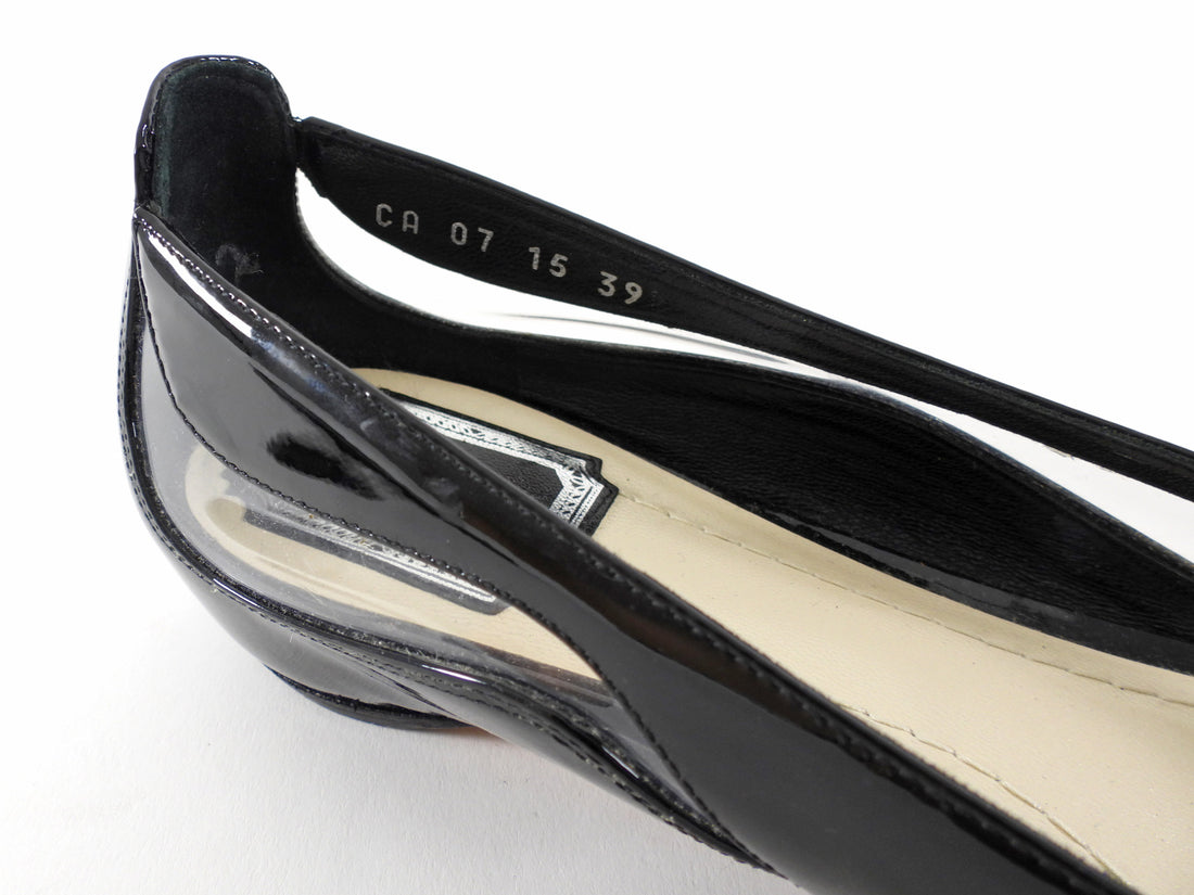 Christian Dior Black Patent Leather PVC Pointed Ballet Flats - 39