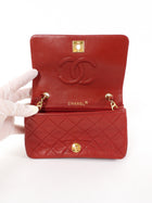 Chanel Vintage 1989 Red Quilted Leather Mini Full Flap Bag