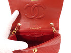 Chanel Vintage 1989 Red Quilted Leather Mini Full Flap Bag