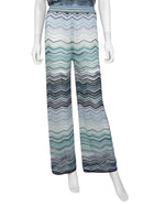 Missoni Blue White Zig Zag Lurex Knit Sequin Shimmer Pant - 42