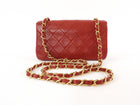 Chanel Vintage 1989 Red Quilted Leather Mini Full Flap Bag