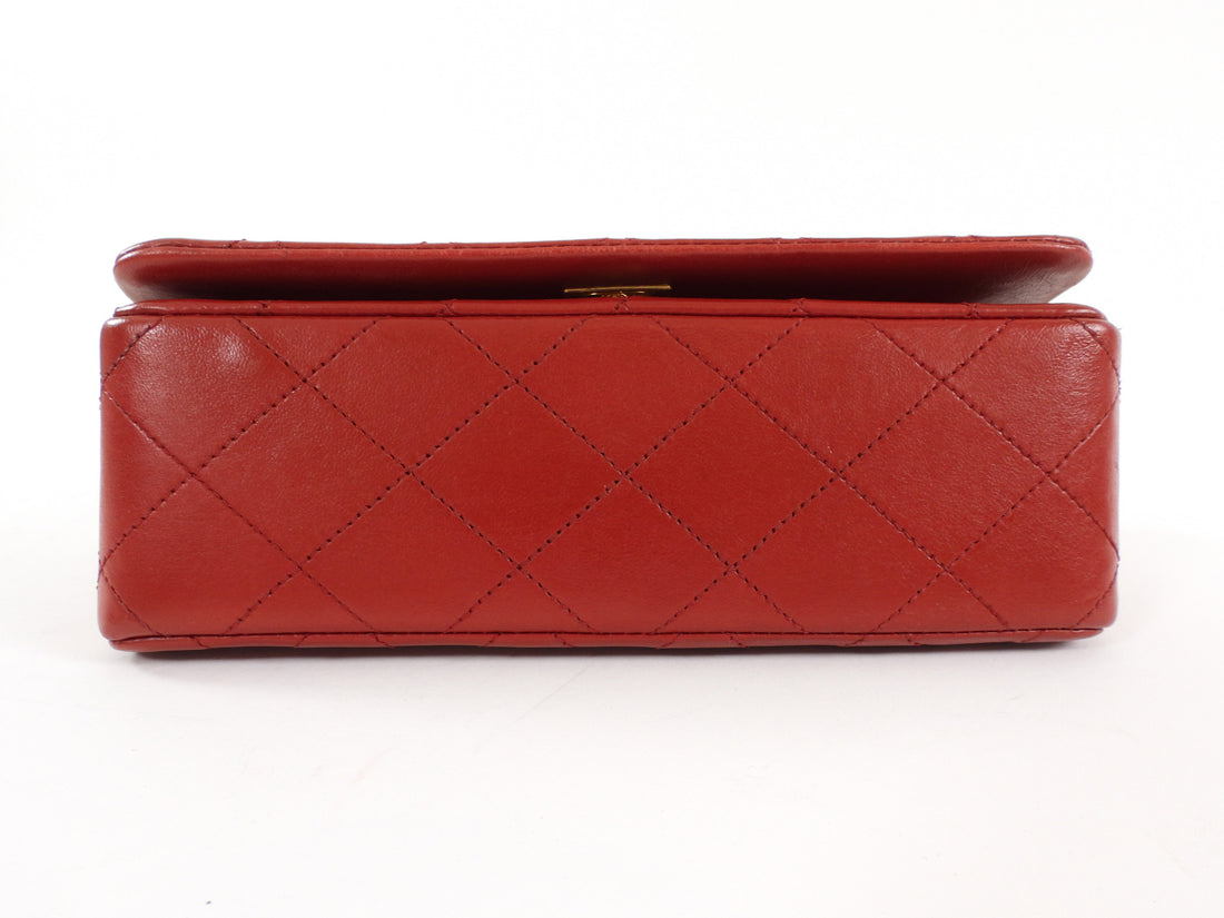 Chanel Vintage 1989 Red Quilted Leather Mini Full Flap Bag