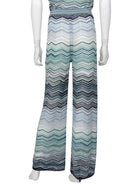 Missoni Blue White Zig Zag Lurex Knit Sequin Shimmer Pant - 42