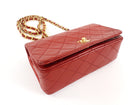 Chanel Vintage 1989 Red Quilted Leather Mini Full Flap Bag
