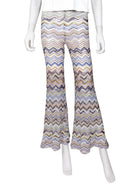 Missoni Beige Zig Zag Lurex Flare Knit Sheer Pant - 42