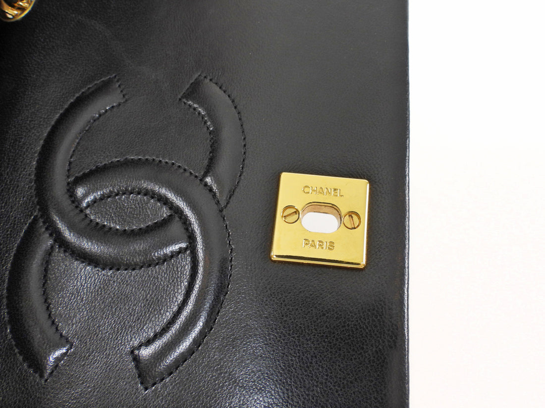Chanel Vintage 1989 Black Quilted Leather Mini Full Flap Bag