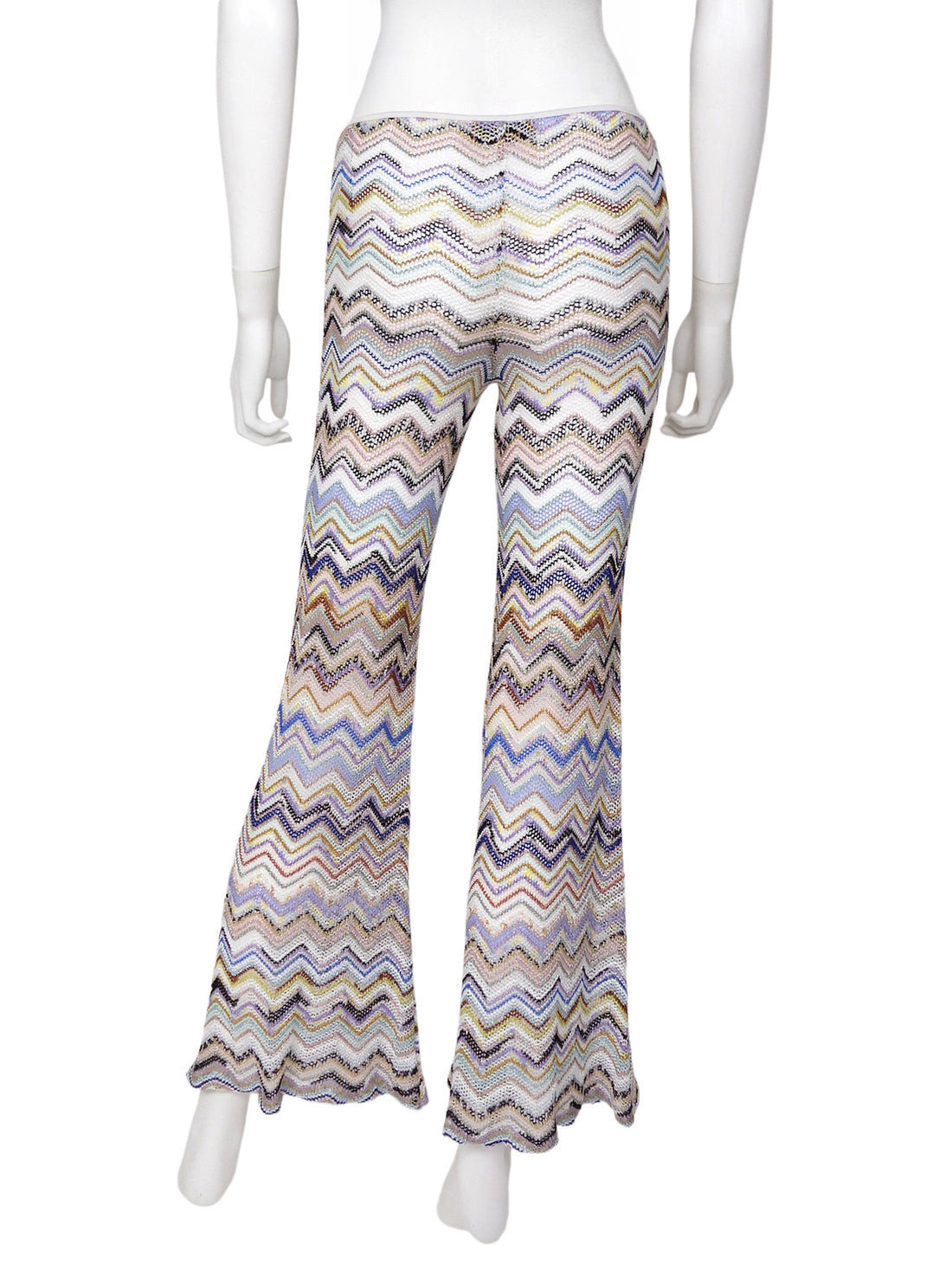 Missoni Beige Zig Zag Lurex Flare Knit Sheer Pant - 42