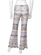 Missoni Beige Zig Zag Lurex Flare Knit Sheer Pant - 42