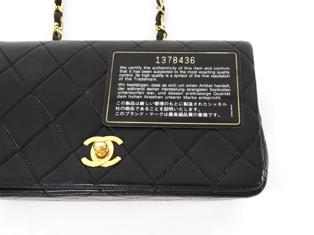 Chanel Vintage 1989 Black Quilted Leather Mini Full Flap Bag