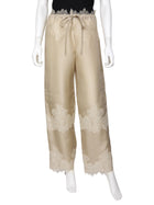 Aflalo Beige Corin Organza Silk Lace Drawstring PJ Pants -  S