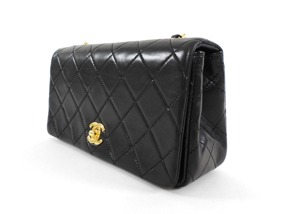 Chanel Vintage 1989 Black Quilted Leather Mini Full Flap Bag