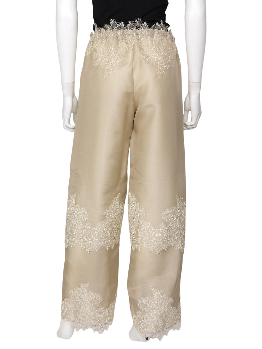 Aflalo Beige Corin Organza Silk Lace Drawstring PJ Pants -  S