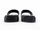 Prada Black Satin Crystal Strass Triangle Flat Sandal Shoes - 37